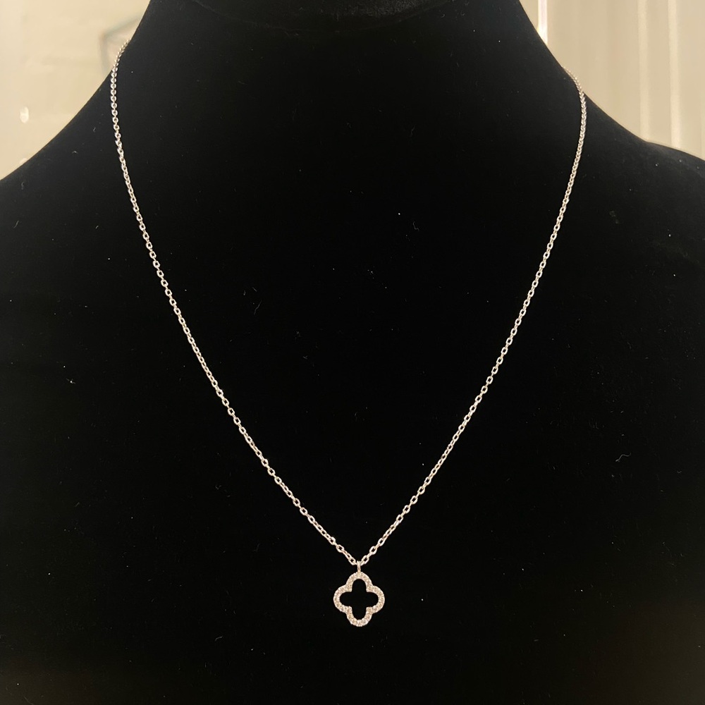 Silver Crystal Clover Necklace